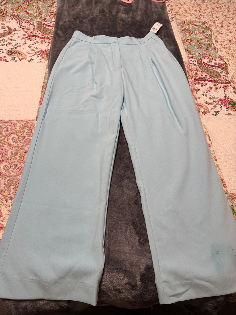 Abercrombie & Fitch Soft Blue Wide-Leg Trousers